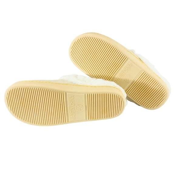 Womens Clog Slippers Knit Faux Fur Lined Slip On Beige Ivory Size 38/39 US 6/7 - Picture 4 of 5
